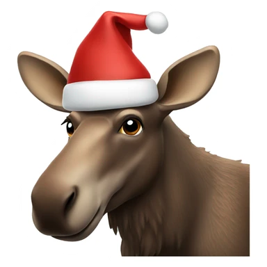 Moose wearing a Santa hat  sticker