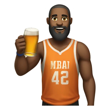 Bearded man drinking beer wearing basketball jersey  sticker