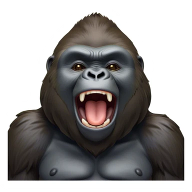 Cinematic Cute Yawning Gorilla Portrait Emoji, Head tilted slightly with a dramatic, wide-open yawn, showcasing a thick, velvety Fur with drowsy, half-closed eyes and a relaxed, open expression, Simplified yet irresistibly adorable features, highly detailed, glowing with a soft, cozy jungle glow, high shine, relaxed yet expressive, stylized with a dash of whimsical primate charm, soft glowing outline, capturing the essence of a drowsy yet affectionate guardian that appears ready to stretch out for a nap! sticker