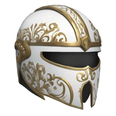 ornate full-face closed armet helmet intricate white inlays sticker