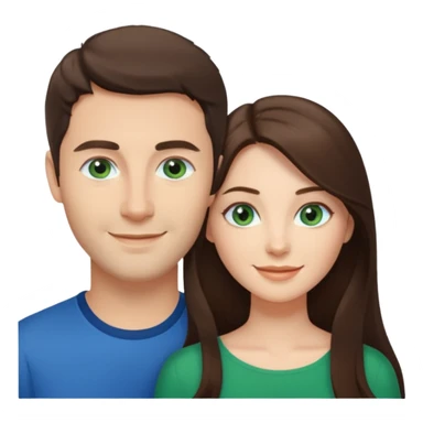 “A Polaroid-style photo of a couple with a heart of a white woman with long brunette hair and blue eyes, and a white man with short brunette hair and green eyes.” sticker