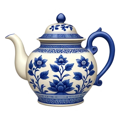 blue Chinese teapot sticker