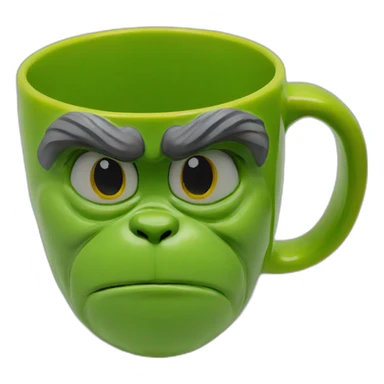 Grinch face shaped mug yellow eyes sticker