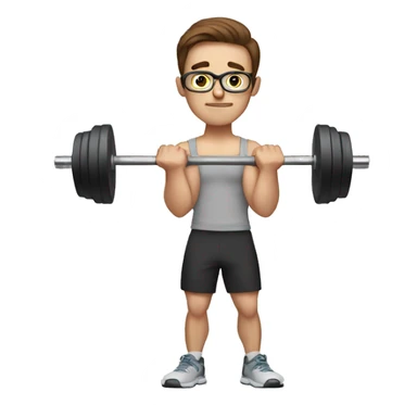 white nerd guy with brown hair doing weight training sticker