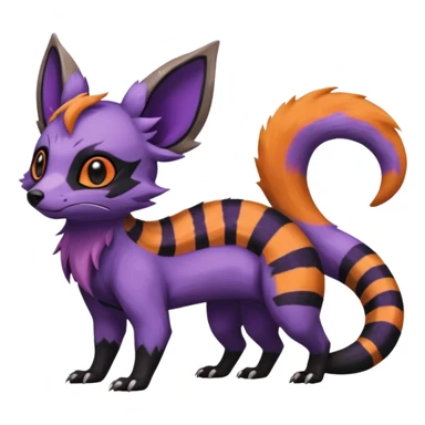 Rare exotic realistic cute epic aesthetic gothic colorful Salandit-Eevee-Civet-species-Fakemon-hybrid-creature, with markings, full body sticker