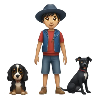 Peruvian girl and French boy with blackdog sticker