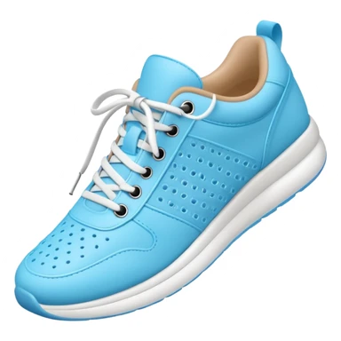 A 3D cartoon Sky Blue sneaker with soft texture, lace-up detail, and smooth reflections, isolated on plain background, Memoji-style. sticker