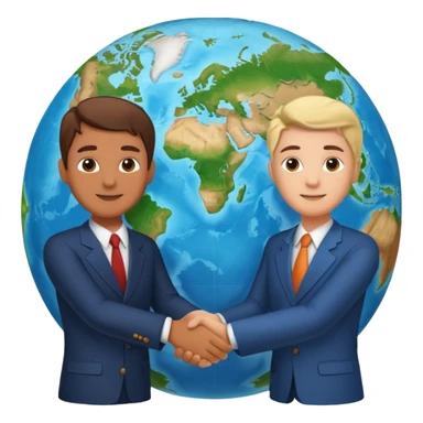 Shake hands and a globe showing negotiation of climate change sticker