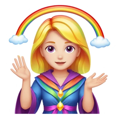 Lux from League of Legends casting a rainbow spell, vibrant colors, glowing light sticker
