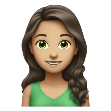 brunette with long hair and green eyes smiles sweetly sticker