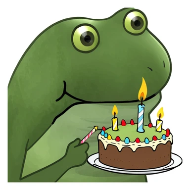 bufo blowing candles on cake sticker