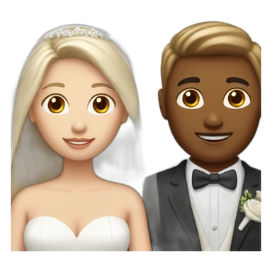 Tan brown hair woman and white blonde hair man getting married sticker