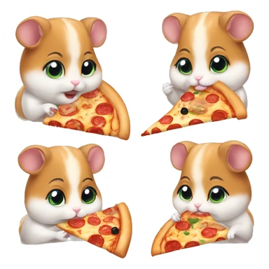 four hamsters eating pizza sticker
