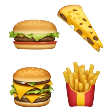 A cheeseburger and cheese fries sticker