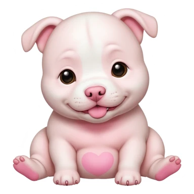 chubby white baby pitbull showing its belly sticker