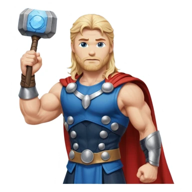 The hero Thor proudly holds the balance of justice in his raised hand. sticker