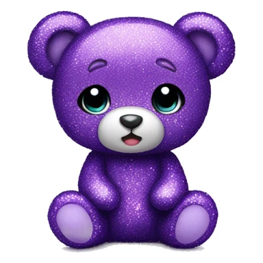 Purple glitter teddy bear cute sticker