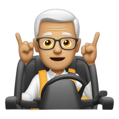 grandpa driving with two fingers sticker