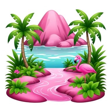 pink slop tropical landscape  sticker