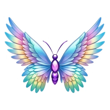 Sparkly glossy Pastel iridescent glass wings  sticker