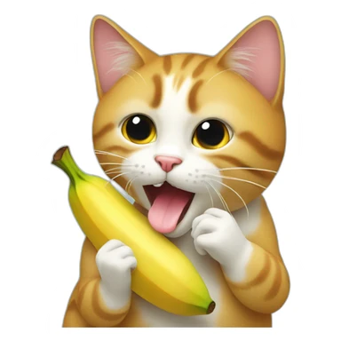 cat eating a banana sticker