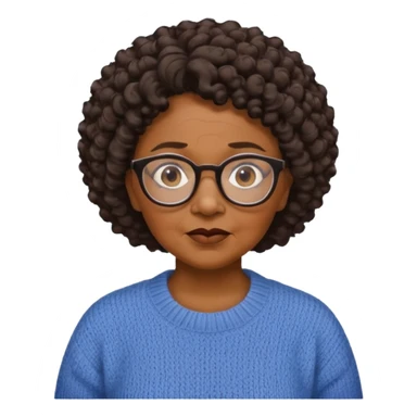 Old black woman, solemn, wearing glasses and sweater, short curly hair sticker