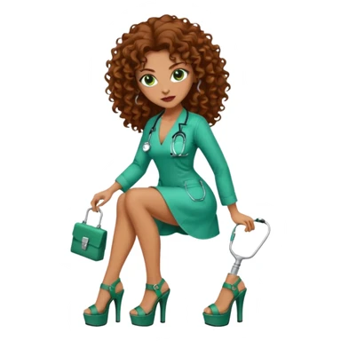 Sensual Spanish Lilith core evil surgeon. Surgeon has green eyes brown long curly hair with 7 inch platform heels.she is a  Surgeon that works for the cartel sticker