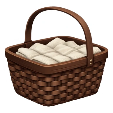 A wooden raffia chocolate Brown basket with fresh washed linen sticker