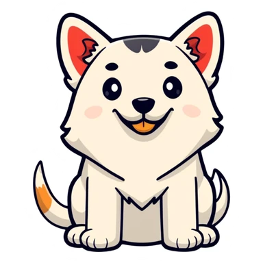 a dog with a half-human body, cartoon sticker style sticker