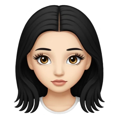 ragazza truccata con le ciglia finte con i capelli neri lunghi sticker