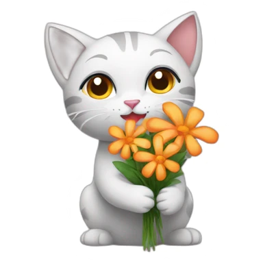 Cat giving flowers sticker