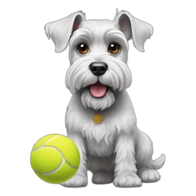 Full body schnauzer tennis ball in mouth sticker