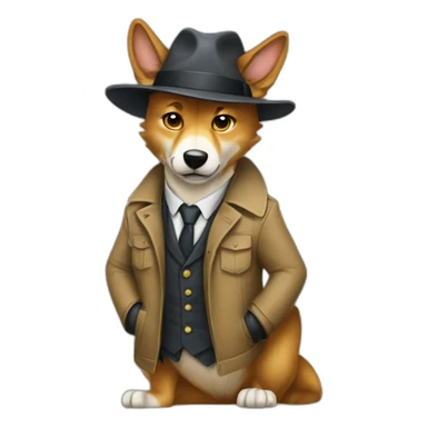 A dingo dressed as a detective sticker