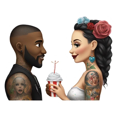 Romantic carnival date for beautiful tattooed couple sticker