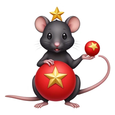 Black rat Holding a red ball with a star ￼￼ sticker