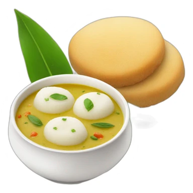 White Idli sambhar and white chutney sticker