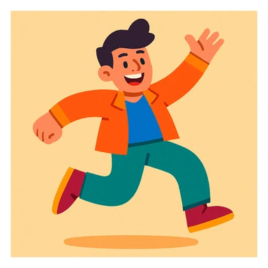 a cheerful, youthful man with a dynamic pose, wearing colorful clothes, radiating positivity sticker