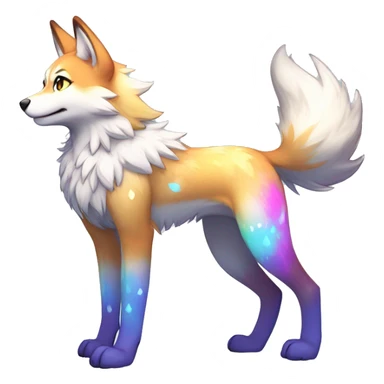 Anthro Colorful Shiny Fionbri-Falvie-sparkle-wolf-sona with colorful markings full body sticker