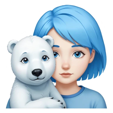 Blue hair girl with blue eyes and polar bear sticker