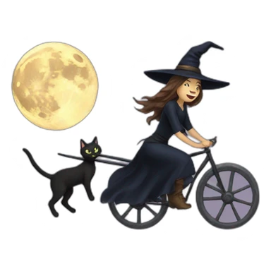 Witch-with-a-cat-riding-a-moon sticker