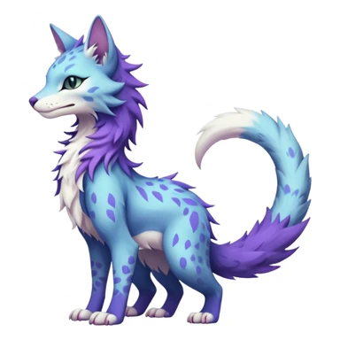 Kawaii pastel edgy fantasy feline-vernid-sergal-fursona animal creature with a tufted tail full body with intricate markings  sticker