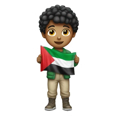 Boy with Palestine flag sticker