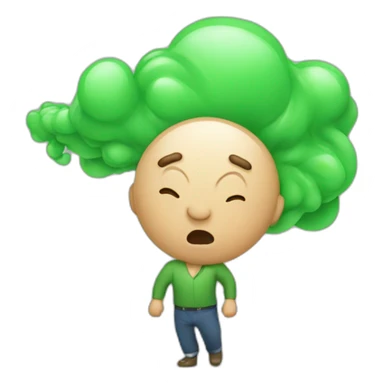 man farting with green wind sticker