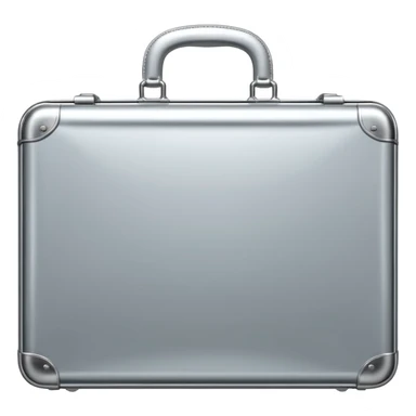 A luxury briefcase emoji made of polished silver chrome, smooth rectangular shape, metallic reflections, minimal high-end design, swag business aesthetic, iOS emoji style, centered, clean white background
 sticker