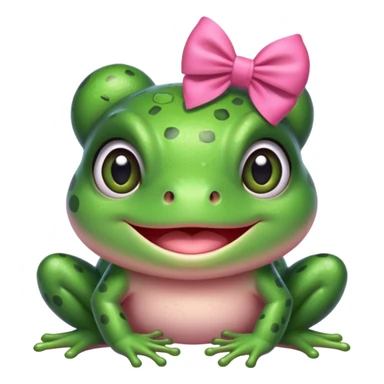 cute frog with a pink bow, portrait, bust up sticker