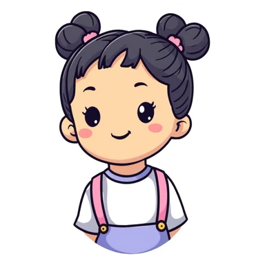 cute cartoon girl with pigtails sticker