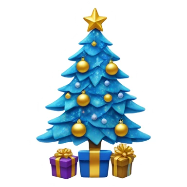 blue christmas tree fancy with presents sticker