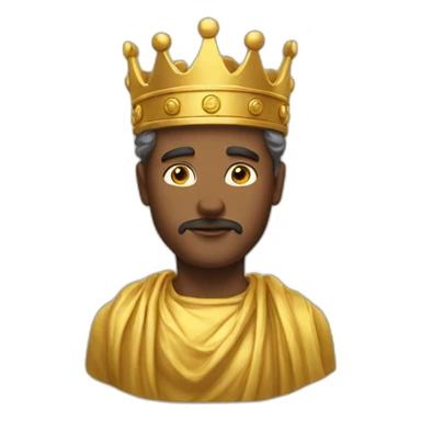 stoic person with golden leave crown on the head sticker