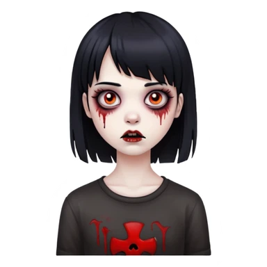 girl zombie with black hair w emo bangs sticker