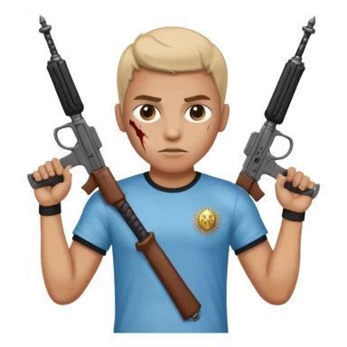 haz un turro con una biszera para atras y con un arma remera argentina sticker